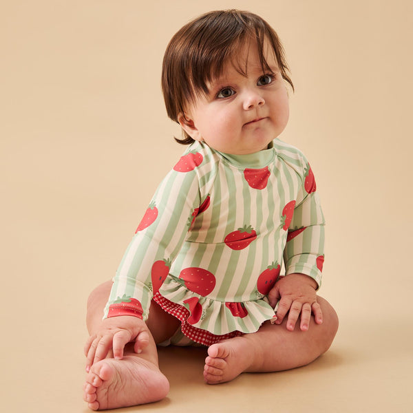Strawberry Frilled Sunsafe Swimsuit Baby Girl Summer Swimwear