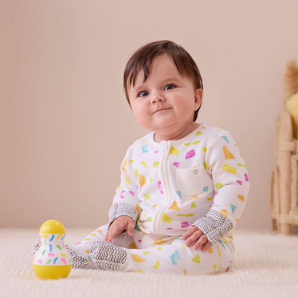 MORI x Lovevery Shapes Clever Zip Baby Pajamas