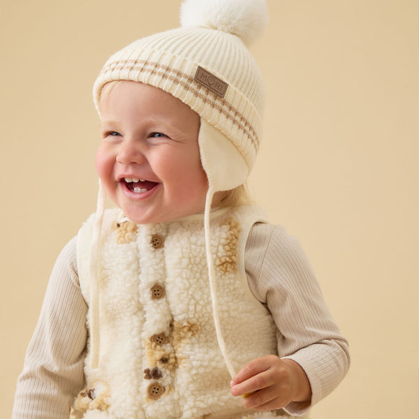 Shop Soft Knitted Beanie Hat with Faux Fur Pom-Pom | MORI US
