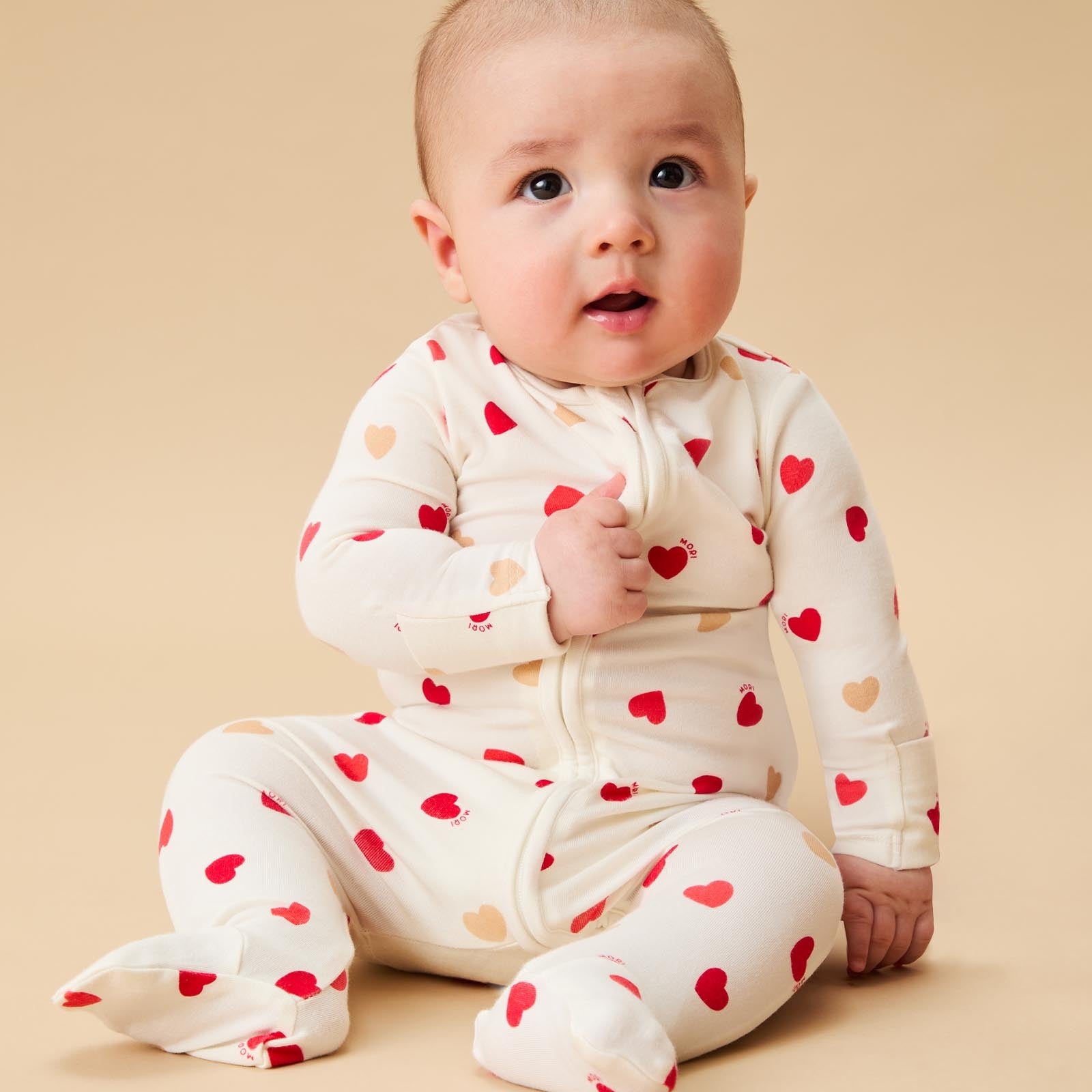Love Hearts Clever Zip Baby Pajamas
