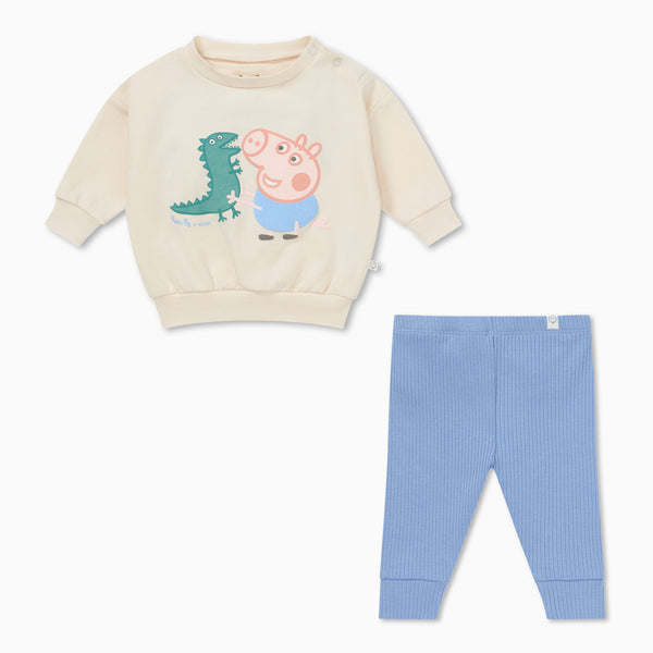 George Pig Oversized Sweater & Leggings Outfit, Organic Baby Clothes
