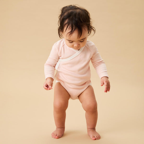 Long Sleeve Kimono Side Snap Bodysuits - Blue Combo – Goobie