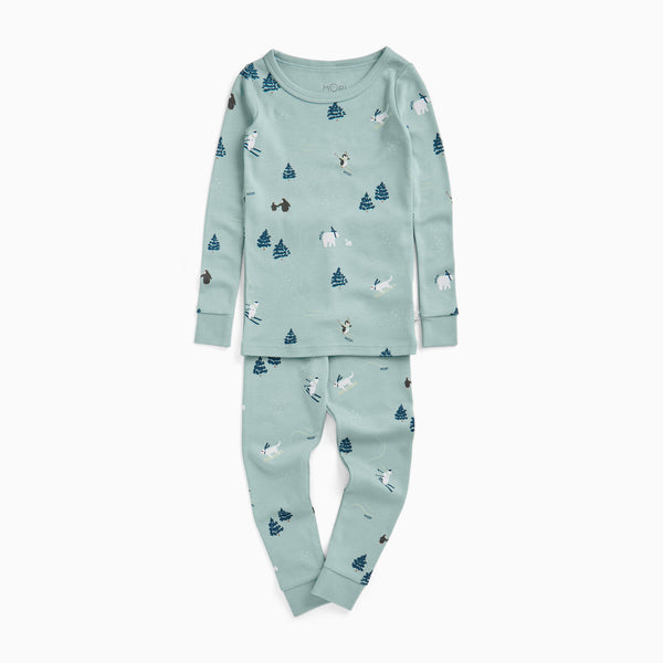 Ski Adventure Print Long Pajama Set