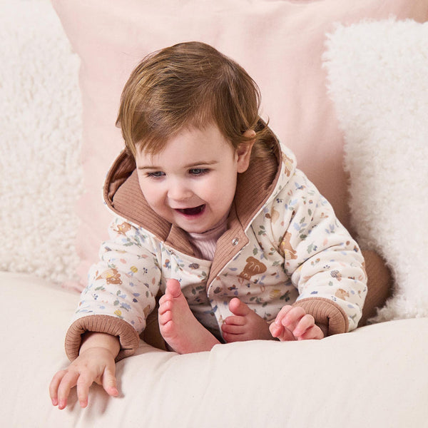 Bear Print Reversible Hooded Jacket | Organic Baby Outfits | MORI US
