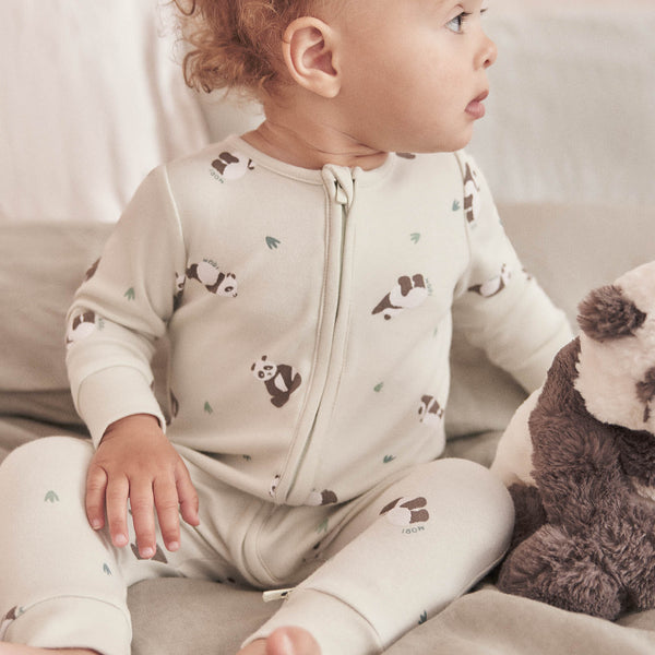 Panda Print Clever Zip Sleepsuit Baby Onesies MORI