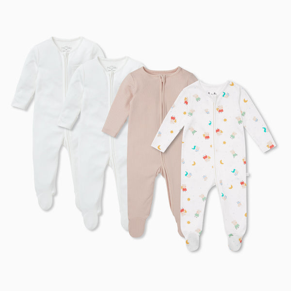 Peppa Pig Zip Baby Footed Pajamas 4 Pack Organic Baby Onesies MORI