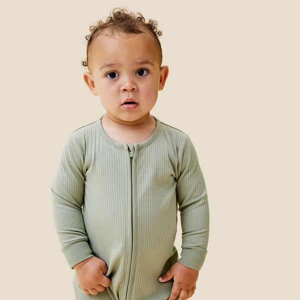 Ribbed Clever Zip Baby Footed Pajamas Organic Onesies MORI