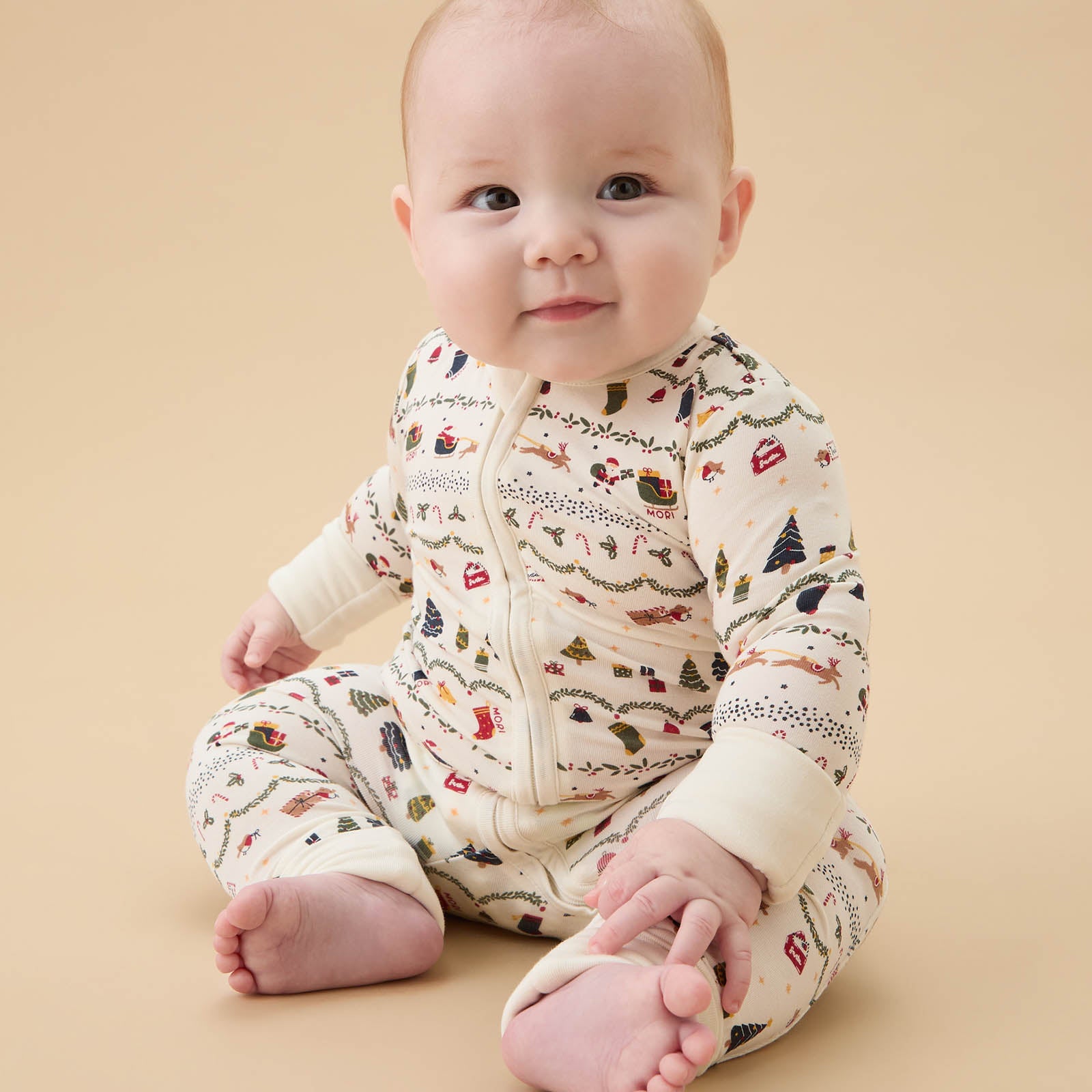 Christmas Fairisle Clever Zip Baby Pajamas