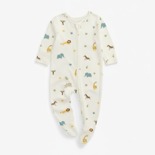 Safari Clever Zip Baby Pajamas | MORI US