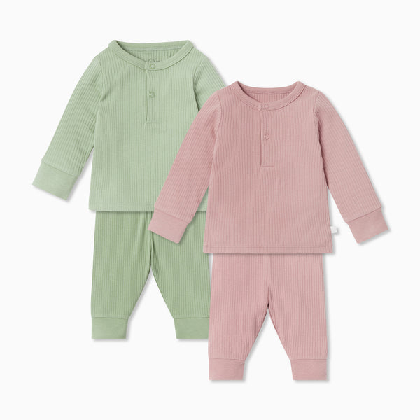 Ribbed Pajama Set 2 Pack Newborn Zipper Sleepers MORI