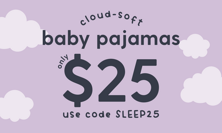 Use SLEEP25 for $25 and up baby pajamas or rompers
