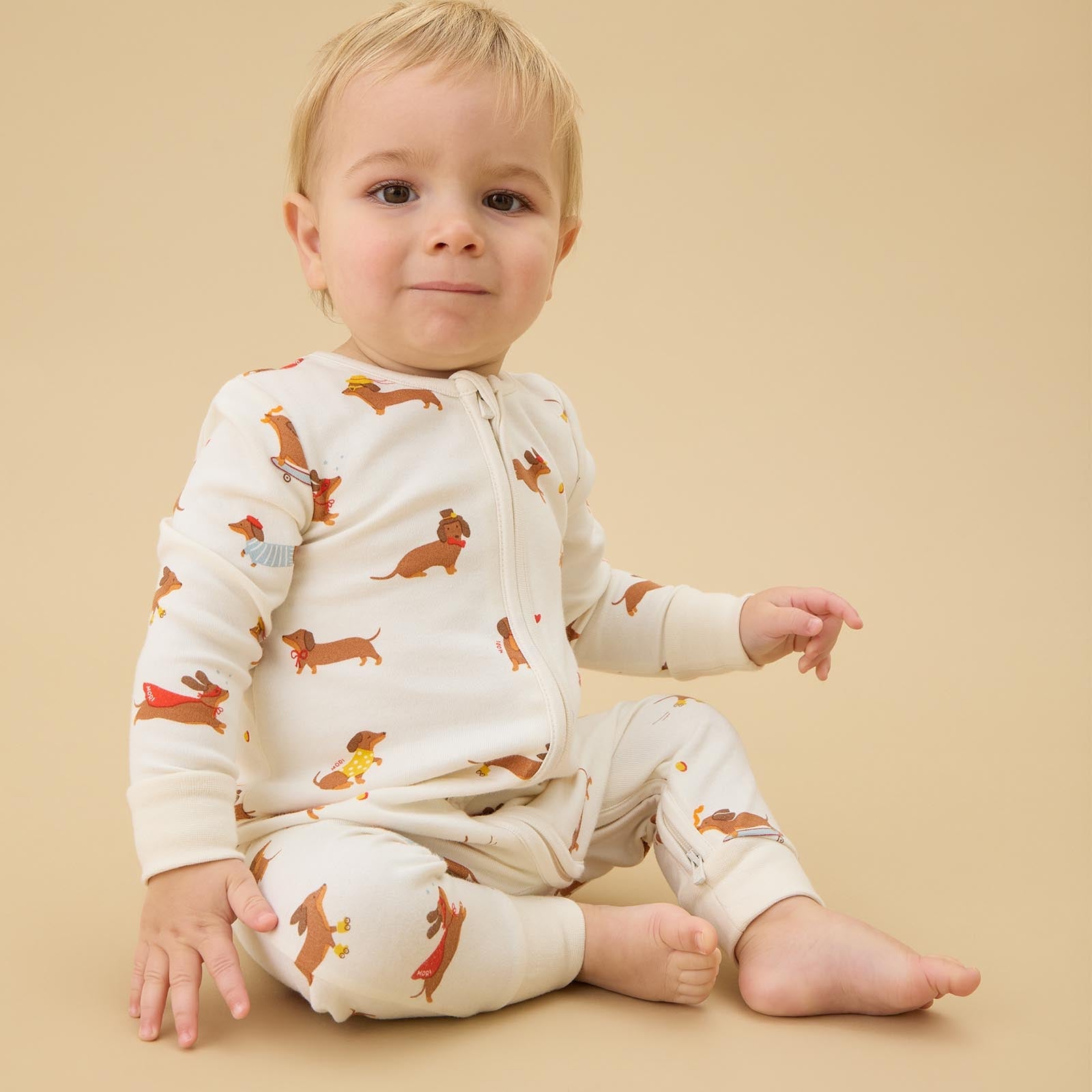 Shop Sausage Dog Clever Zip Romper with Two-Way Zip | MORI US