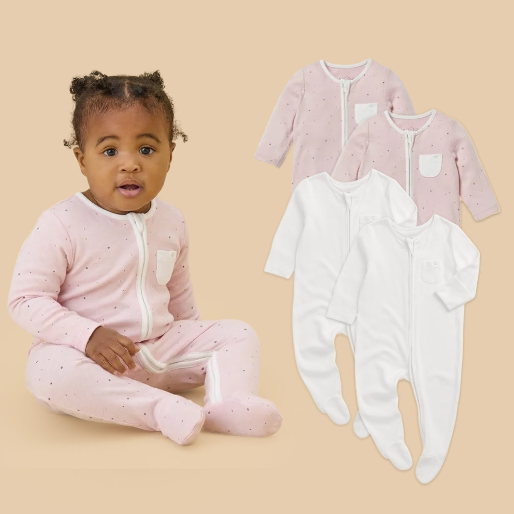 Zip Baby Pajamas 4 Pack | Newborn Sleepers with Zippers | MORI US