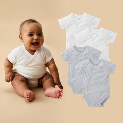 Short Sleeve Kimono Bodysuits | Organic Baby Bodysuit | MORI US