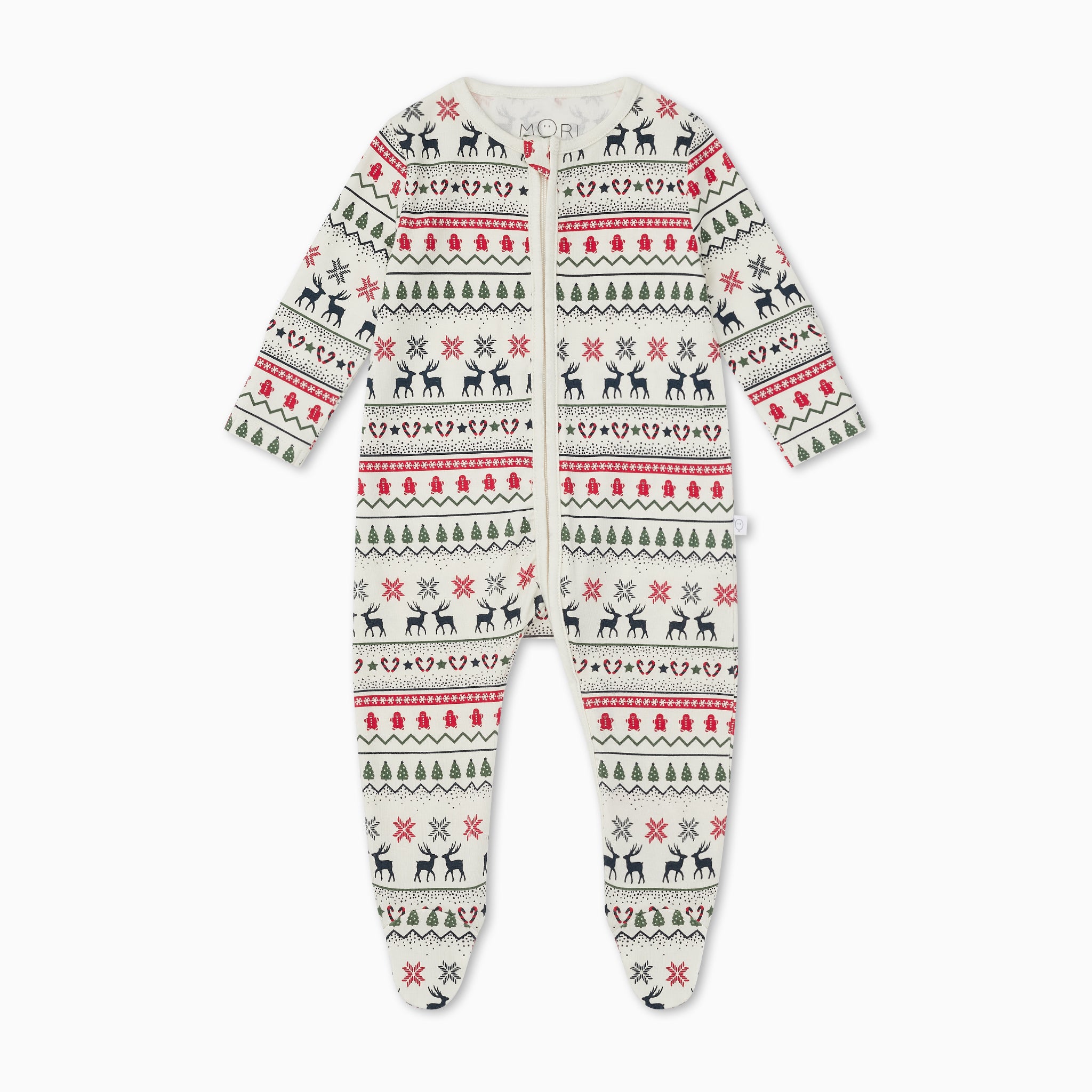Fair Isle Print Clever Zip Baby Pajamas