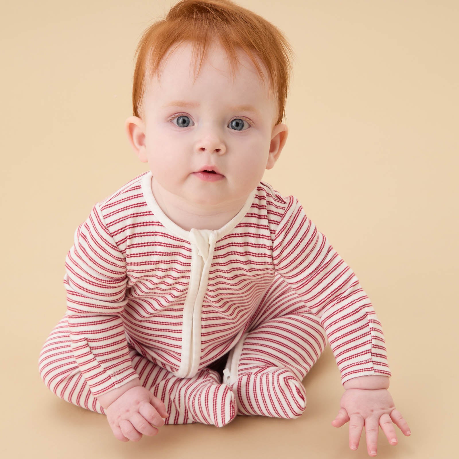 Shop Red Stripe Clever Zip Baby Pajamas | MORI US