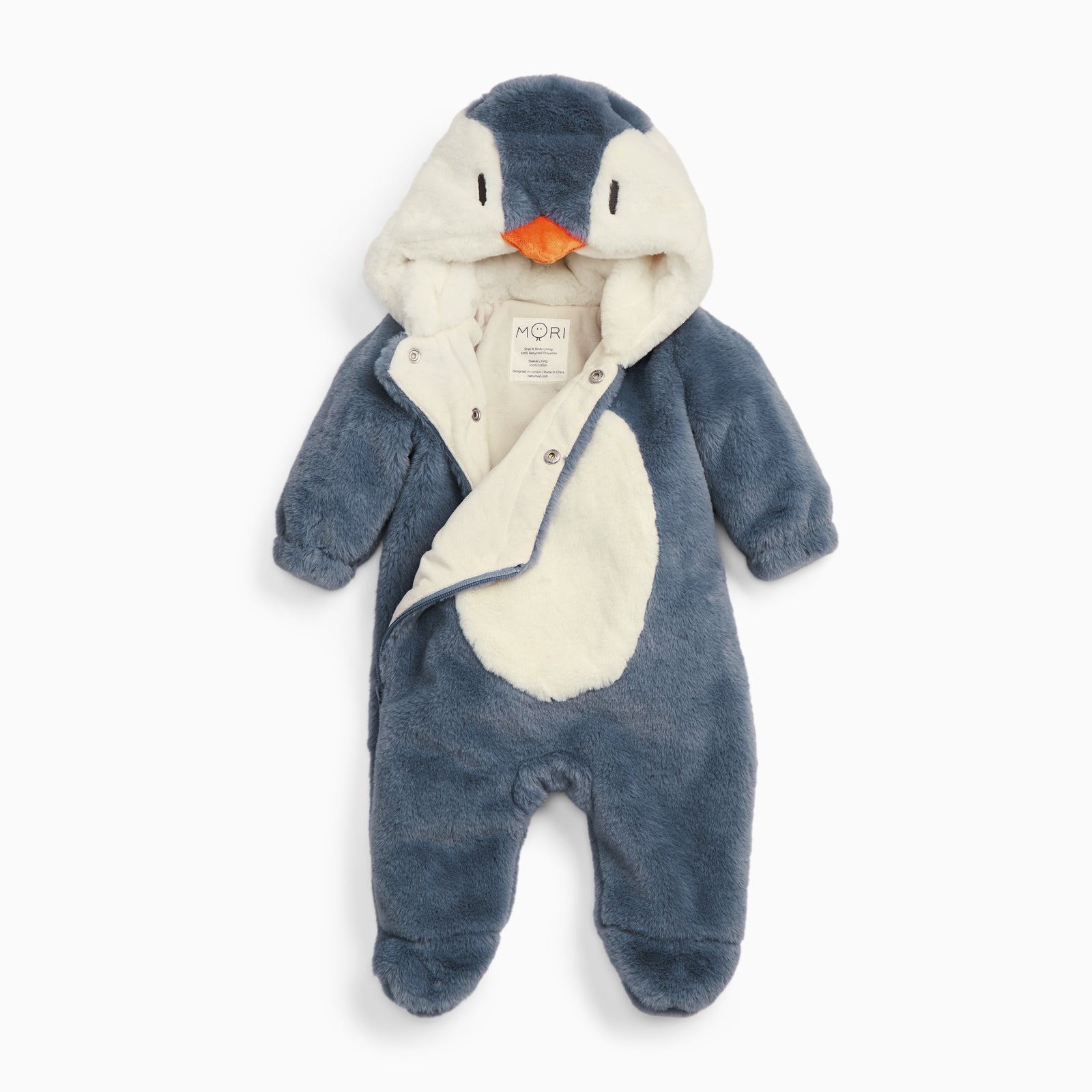 Penguin Faux Fur Pramsuit Organic Baby Outerwear MORI US