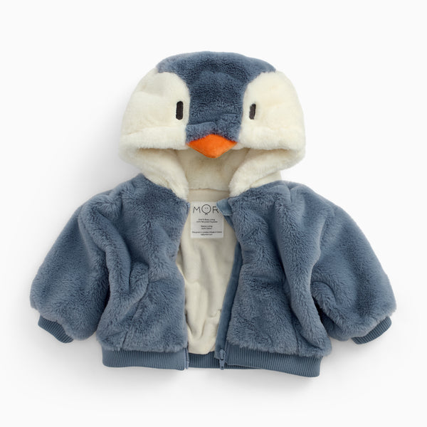Shop Penguin Faux Fur Hooded Baby Jacket | MORI US