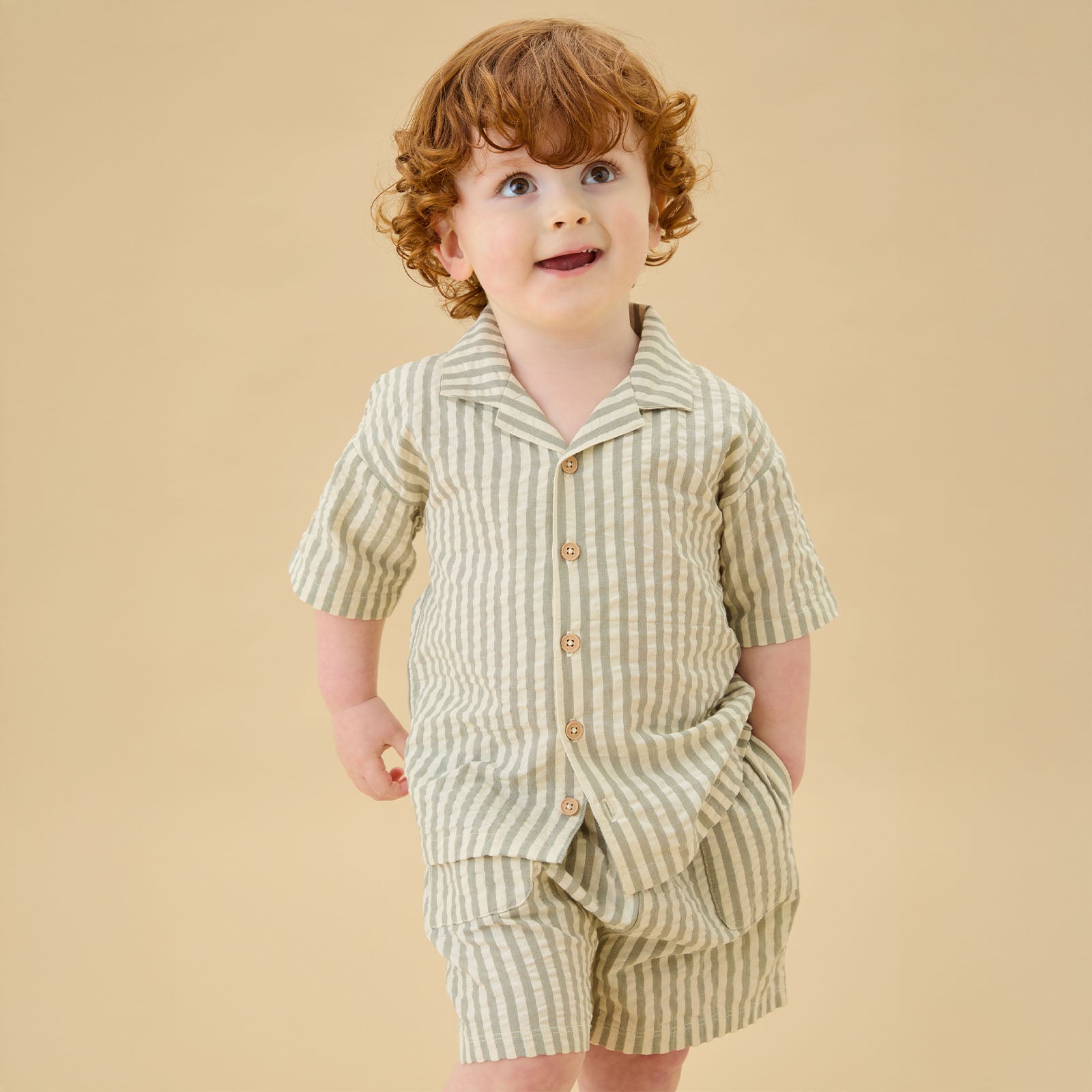 Shop Striped Cotton Shirt & Shorts Outfit | MORI US