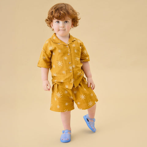 Sage Muslin Short Sleeve Shirt & Shorts Set | MORI US