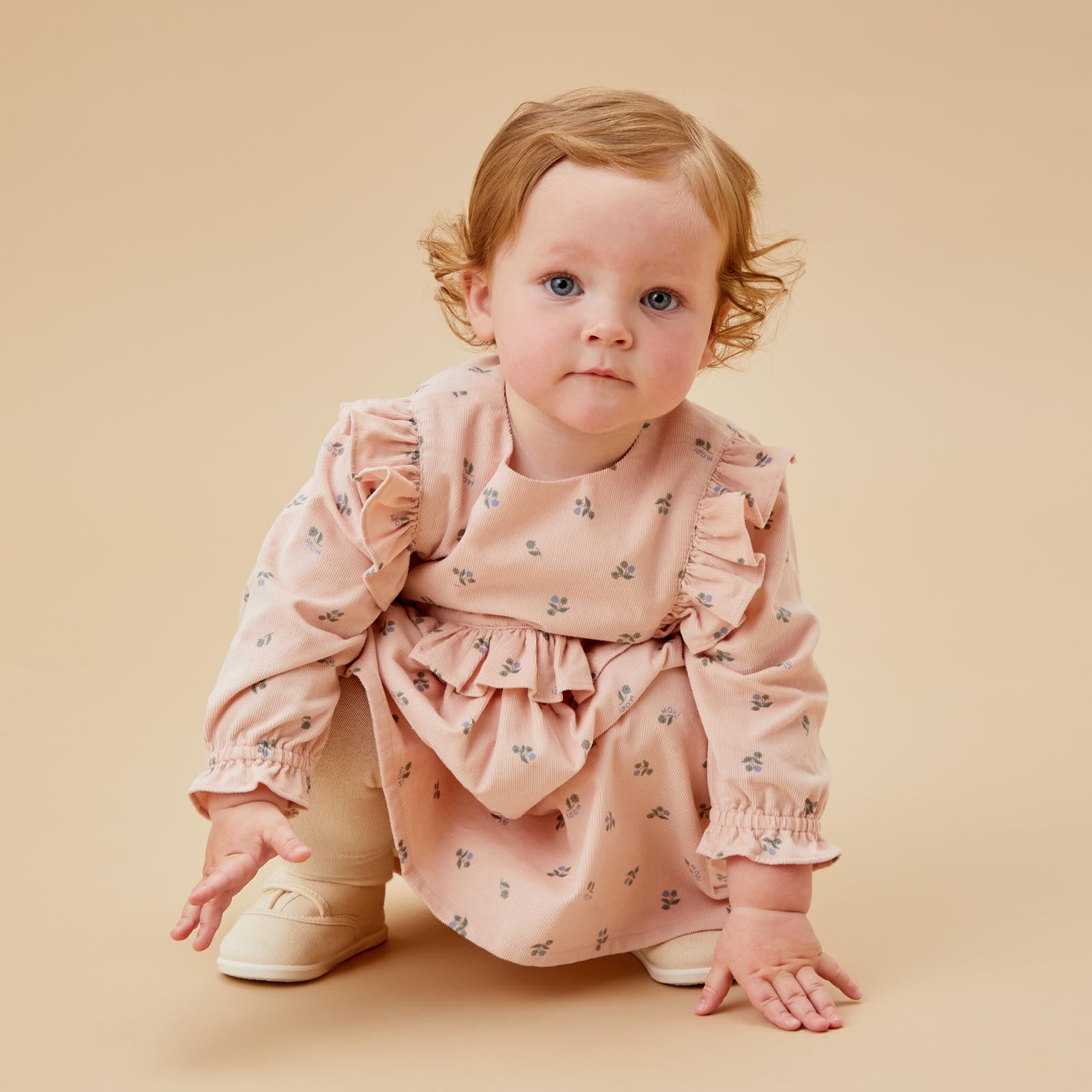 girls pink and green floral corduroy dress fall winter | Baby Girl Outfits Dress Size Conversion Chart: Super cute Color:3 XS2X