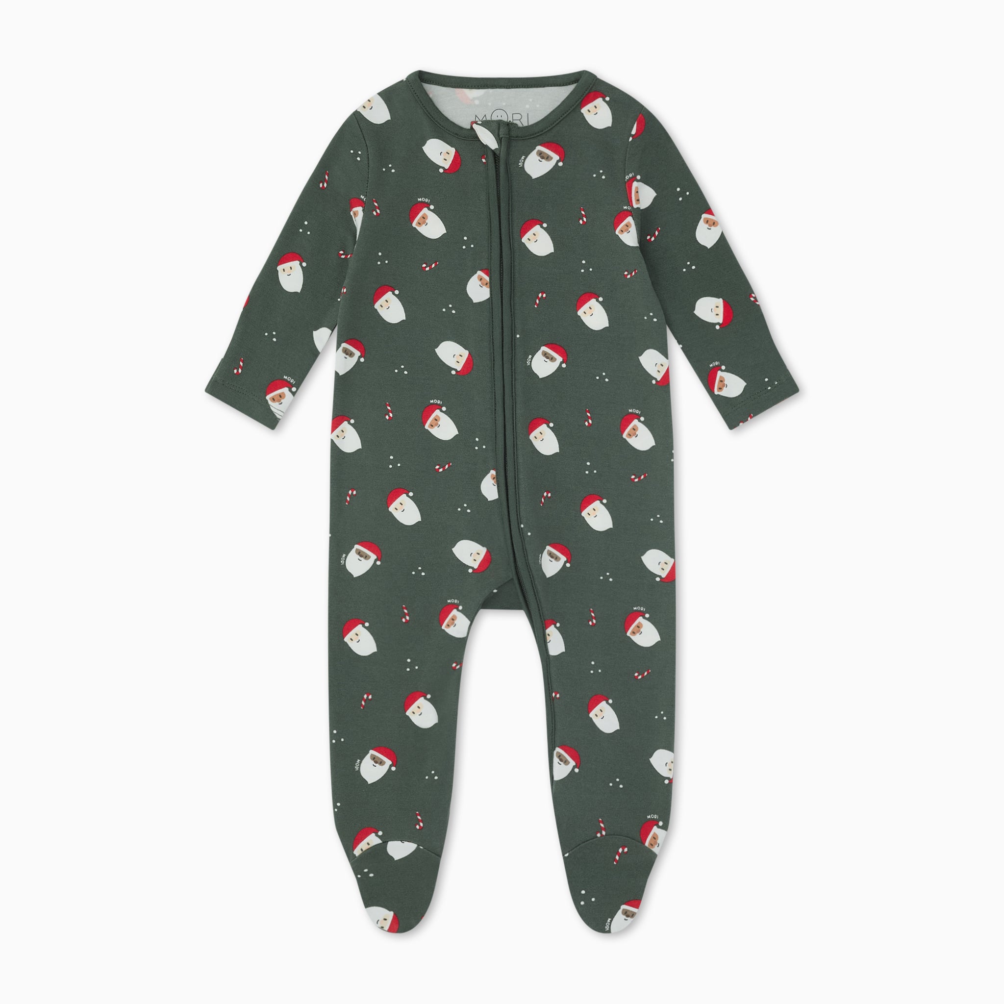 Santa Print Clever Zip Baby Pajamas