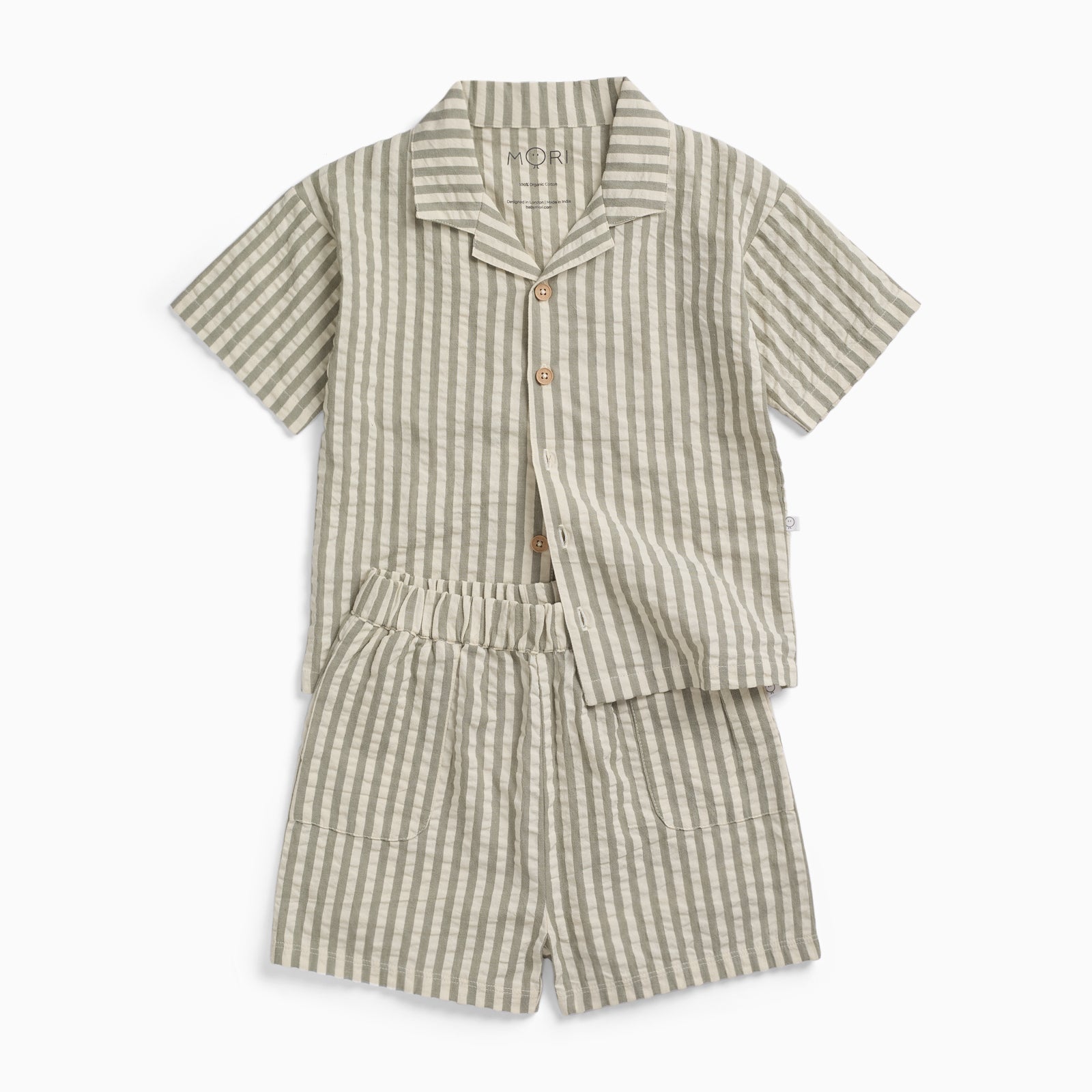 Shop Striped Cotton Shirt & Shorts Outfit | MORI US