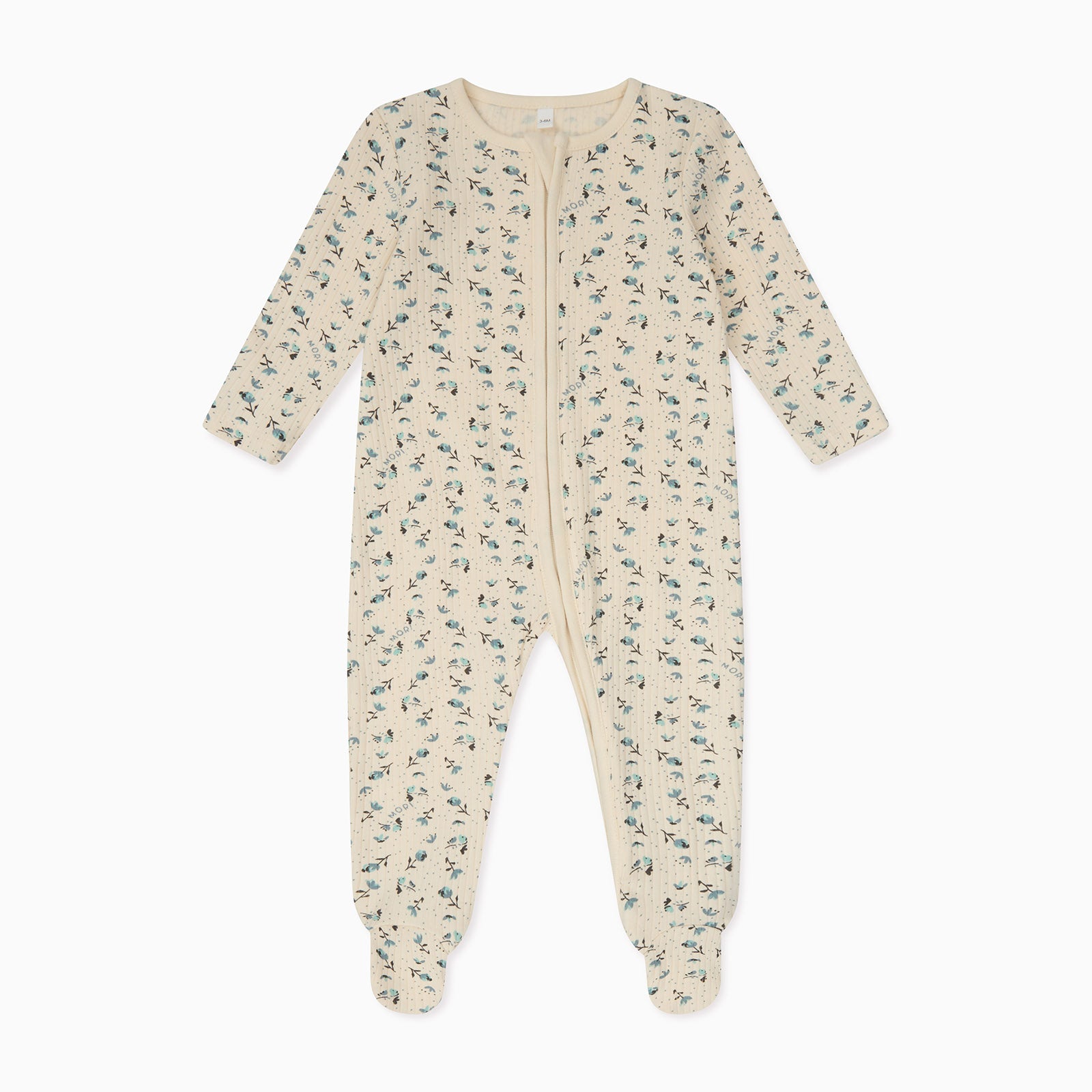 Floral Ribbed Clever Zip Baby Pajamas