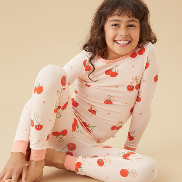 Shop Berry Cherry Pajama Set with Easy Dressing Poppers | MORI US