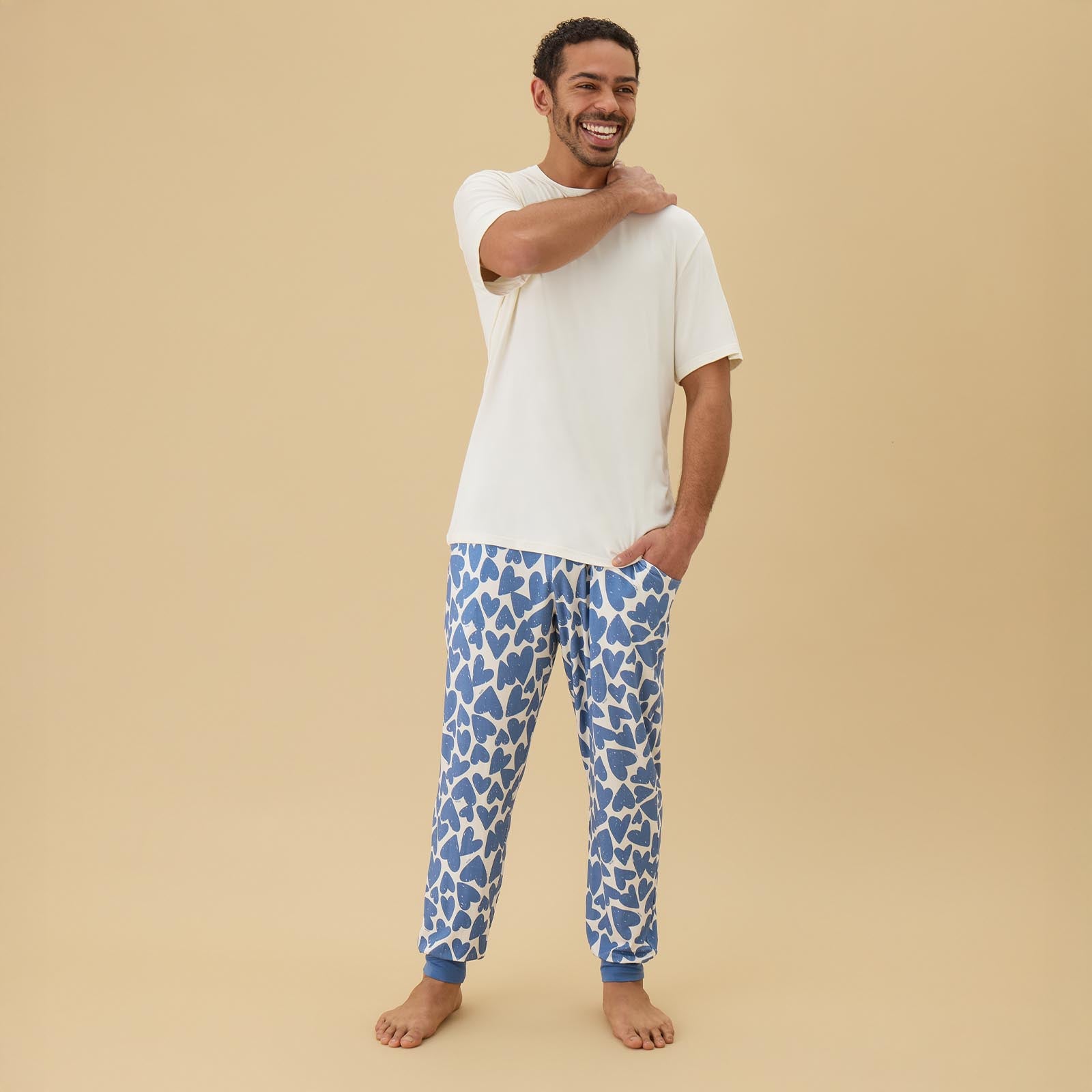 Men's Blue Hearts Pajama Set